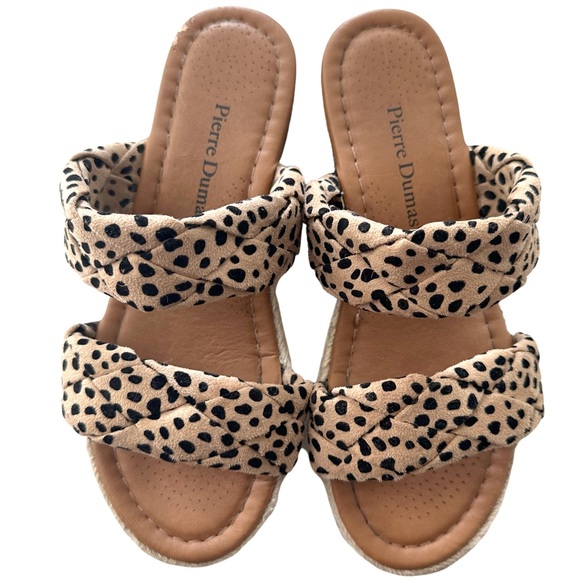 Pierre Dumas Animal Print Braided Platform Sandals - Picture 1 of 4